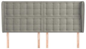 Κεφαλάρι με Πτερύγια Ανοιχτό Γκρι 203x23x118/128 εκ. Βελούδινο 3118456