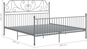 vidaXL Πλαίσιο Κρεβατιού Γκρι 200 x 200 εκ. Μέταλλο