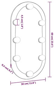 Καθρέφτης με Φώτα LED 60x30 εκ. Γυαλί Οβάλ - Ασήμι