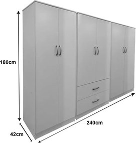 Ντουλάπα εξάφυλλη Athos I pakoworld λευκή 240x42x180εκ