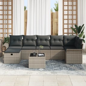 vidaXL Σετ Καναπέ Κήπου 8 Τεμαχίων  με Μαξιλάρια Γκρι Πολυ Ρατάν