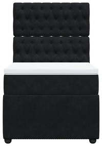 vidaXL Κρεβάτι Boxspring με Στρώμα Μαύρο 90x200 εκ. Βελούδινο