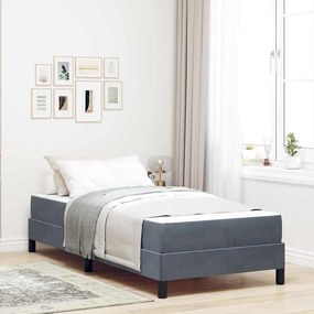 vidaXL Κρεβάτι box spring με στρώμα Σκούρο Γκρι 90 x 190 cm Βελούδο