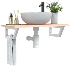 vidaXL Ράφι Νιπτήρα Τοίχου από Ατσάλι / Μασίφ Ξύλο Δρυός