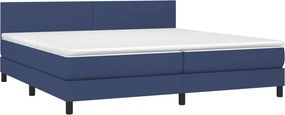 vidaXL Κρεβάτι Boxspring με Στρώμα &amp; LED Μπλε 200x200 εκ. Υφασμάτινο