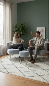 Stewehome Σετ τσαγιού με 2 τεμάχια με πολυθρόνα και πουφ Γκρι 65x65x65 cm