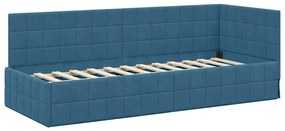 vidaXL Κρεβάτι γωνίας με στρώμα με κεφαλάρι 2 pcs Μπλε Βελούδο