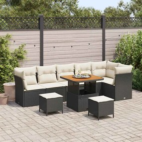 vidaXL Σετ Καναπέ Κήπου 9 pcs Μαύρο συνθετικό ρατάν