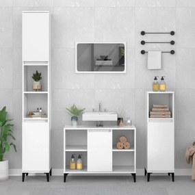 vidaXL Ντουλάπι Νιπτήρα Γυαλ. Λευκό 80x33x60 εκ. Επεξεργασμένο Ξύλο