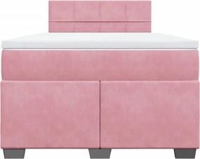vidaXL Κρεβάτι Boxspring με Στρώμα Ροζ 120x200 εκ. Βελούδινο