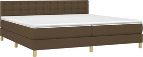 vidaXL Κρεβάτι Boxspring με Στρώμα Σκούρο Καφέ 200x200 εκ. Υφασμάτινο