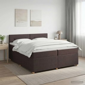 vidaXL Κρεβάτι box spring με στρώμα Σκούρο Καφέ 200 x 200 cm Ύφασμα
