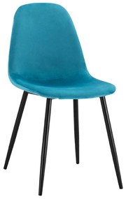 Dining Chair Leonardo Turquoise velvet with metallic legs  45x53x85 cm.