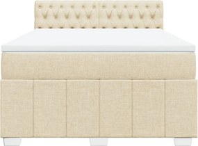 vidaXL Κρεβάτι Boxspring με Στρώμα Κρεμ 140x200 εκ. Υφασμάτινο