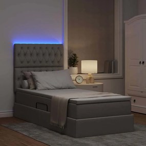 vidaXL LED Κρεβάτι αποθήκευσης με στρώμα Taupe 100 x 200 cm Ύφασμα