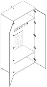 Δίφυλλη Ντουλάπα REVEN Λευκή-Ροζ 100x55.3x210cm