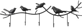 Κρεμάστρα Τοίχου Birds Gossip Μαύρη 71x5x20,5 εκ - Μαύρο