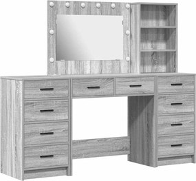 vidaXL Τραπέζι περιποίησης 3 pcs Γκρίζο Σονομα Επεξεργασμένο ξύλο