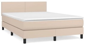 Κρεβάτι Boxspring με Στρώμα Καπουτσίνο 140x200εκ.από Συνθ.Δέρμα - Καφέ