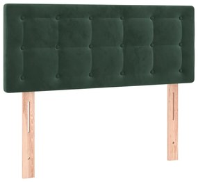 Κρεβάτι Boxspring με Στρώμα &amp; LED Σκ. Πράσινο 90x200 εκ Βελούδο - Πράσινο