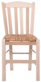 Καρέκλα Άβαφη CASA με Ψάθα Αβίδωτη 42x45x88cm