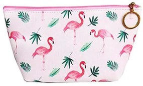 Κασετίνα pu &quot;Flamingo&quot; λευκό-πράσινο Y13x22x16εκ. 3 τμχ.