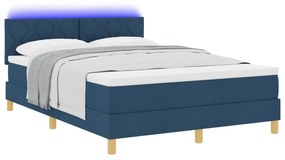 vidaXL Βάση Κρεβατιού με Στρώμα & LED Μπλε 140x200 εκ. Ύφασμα