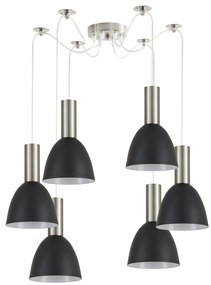 SE21-NM-4-NM6-MS2 ADEPT TUBE Nickel Matt Pendant Black Metal Shade+