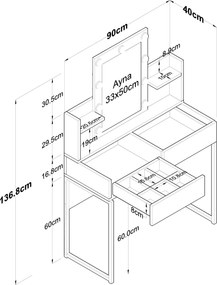Τουαλέτα Μακιγιάζ Λευκό BUCES 90x40x136.8