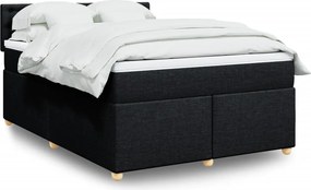 vidaXL Κρεβάτι Boxspring με Στρώμα Μαύρο 160x200 εκ. Υφασμάτινο