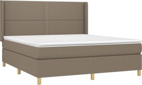 vidaXL Κρεβάτι Boxspring με Στρώμα &amp; LED Taupe 180x200 εκ. Υφασμάτινο