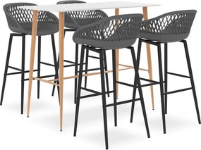 vidaXL Σετ Επίπλων Μπαρ 5 Τεμαχίων Λευκό / Γκρι