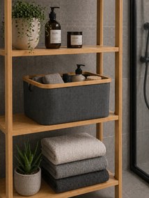 Καλάθι Αποθήκευσης Polyester με Bamboo 45x30x24.5cm Deep Grey MRShome
