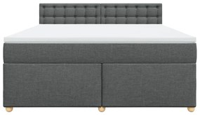 vidaXL Κρεβάτι Boxspring με Στρώμα Σκούρο Γκρι 180x200 εκ Υφασμάτιν