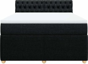 vidaXL Κρεβάτι Boxspring με Στρώμα Μαύρο 160x200 εκ. Υφασμάτινο