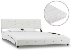 vidaXL Κρεβάτι Λευκό 140 x 200 εκ. από Συνθετικό Δέρμα με Στρώμα