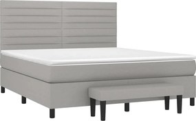 vidaXL Κρεβάτι Boxspring με Στρώμα Ανοιχτό Γκρι 180x200 εκ. Υφασμάτινο