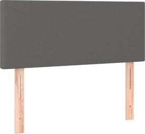 vidaXL Κρεβάτι Boxspring με Στρώμα &amp; LED Γκρι 90x200 εκ. Συνθ. Δέρμα