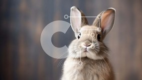 Intra Συλλεκτικό Ξύλινο Παζλ Plywood  4mm - Περίεργο καφέ κουνέλι που στέκεται στην ξύλινη επιφάνεια Σε Ξύλινο Κουτί - Διαστάσεις: 10x10 cm – 25 κομμάτια