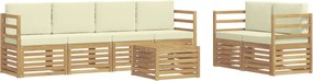 vidaXL Σειρά Καναπέ Εξωτερικού 7 pcs Λευκό και Κρεμ Πολυεστέρας
