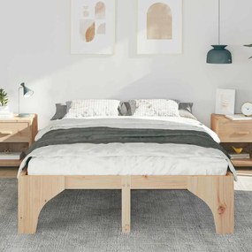 vidaXL Κρεβάτι δαπέδου Καφέ 160 x 200 cm Μασίφ ξύλο πεύκου