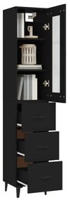 vidaXL Ντουλάπι Μαύρο 34,5 x 34 x 180 εκ. από Επεξεργασμένο Ξύλο