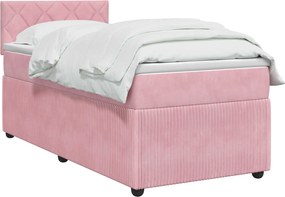 vidaXL Κρεβάτι box spring με στρώμα Ροζ 90 x 200 cm Βελούδο