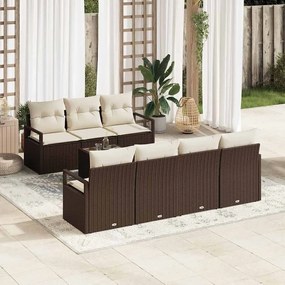 vidaXL Σετ Καναπέ Κήπου 8 pcs Καφέ, Κρέμα 55 x 55 x 37 εκ