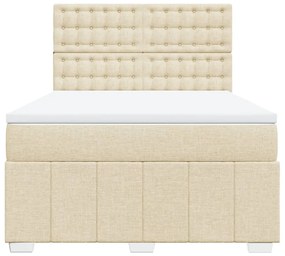 Κρεβάτι Boxspring με Στρώμα Κρεμ 140x200 εκ. Υφασμάτινο - Κρεμ