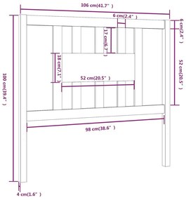 Κεφαλάρι Μαύρο 106 x 4 x 100 εκ. Μασίφ Ξύλο Πεύκου - Μαύρο