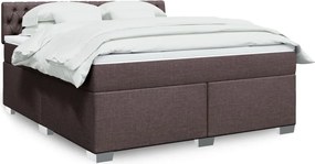 vidaXL Κρεβάτι Boxspring με Στρώμα Σκούρο Καφέ 180x200 εκ Υφασμάτινο