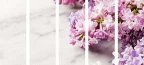 Εικόνα 5 μερών ενός όμορφου λουλουδιού σε μαρμάρινο φόντο - 100x50