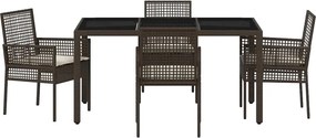 vidaXL Σέτ φαγητού για κήπο 5 pcs Καφέ συνθετικό ρατάν