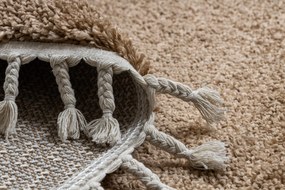 Χαλί BERBER 9000 κύκλος μπεζ Φράντζα Βερβερικές Μαροκινό δασύτριχος